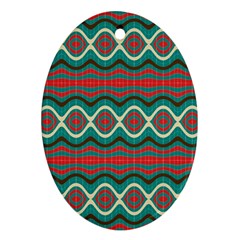 Ethnic Geometric Pattern Oval Ornament (two Sides) by linceazul