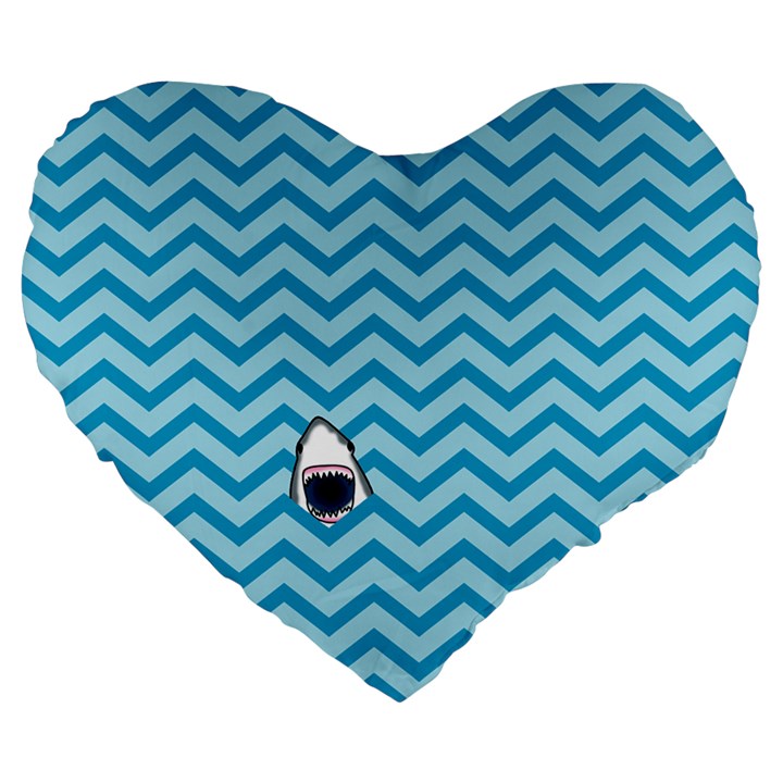 Chevron Shark Pattern Large 19  Premium Flano Heart Shape Cushions