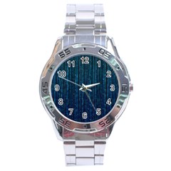 Stylish Abstract Blue Strips Stainless Steel Analogue Watch by gatterwe