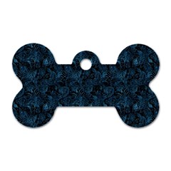 Blue Flower Glitter Look Dog Tag Bone (one Side) by gatterwe