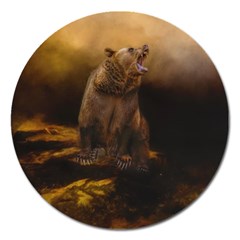 Roaring Grizzly Bear Magnet 5  (round) by gatterwe