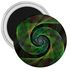 Green Spiral Fractal Wired 3  Magnets by Nexatart