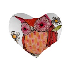 Summer Colourful Owl T Shirt Standard 16  Premium Heart Shape Cushions by AmeeaDesign