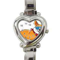 Corgi With Sunglasses And Scarf T Shirt Heart Italian Charm Watch by AmeeaDesign