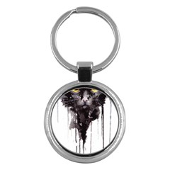 Angry Cat T Shirt Key Chains (round)  by AmeeaDesign