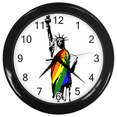 Pride Statue Of Liberty  Wall Clocks (black) by Valentinaart