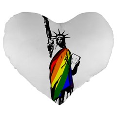 Pride Statue Of Liberty  Large 19  Premium Flano Heart Shape Cushions by Valentinaart