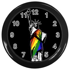 Pride Statue Of Liberty  Wall Clocks (black) by Valentinaart