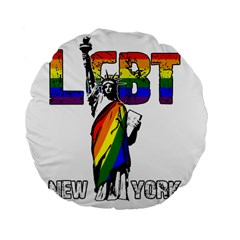 Lgbt New York Standard 15  Premium Flano Round Cushions by Valentinaart