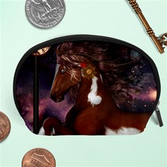 Steampunk Wonderful Wild Horse With Clocks And Gears Accessory Pouches (large)  by FantasyWorld7