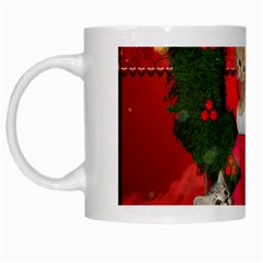 Christmas, Funny Kitten With Gifts White Mugs by FantasyWorld7