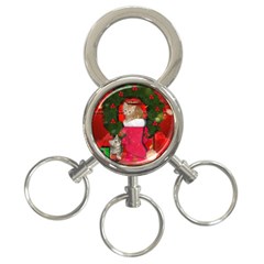 Christmas, Funny Kitten With Gifts 3-ring Key Chains by FantasyWorld7