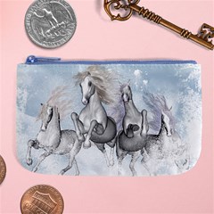 Awesome Running Horses In The Snow Large Coin Purse by FantasyWorld7