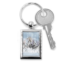 Awesome Running Horses In The Snow Key Chains (rectangle)  by FantasyWorld7