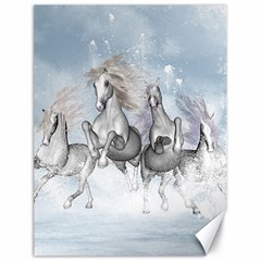 Awesome Running Horses In The Snow Canvas 18  X 24   by FantasyWorld7