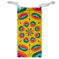 Textured Tropical Mandala Jewelry Bag by linceazul