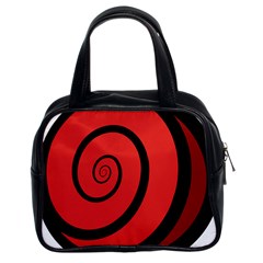 Double Spiral Thick Lines Black Red Classic Handbags (2 Sides) by Mariart