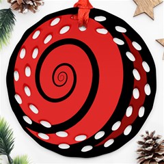 Double Spiral Thick Lines Black Red Ornament (round Filigree) by Mariart