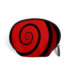 Double Spiral Thick Lines Black Red Accessory Pouches (small)  by Mariart