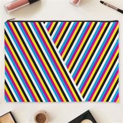 Lines Chevron Yellow Pink Blue Black White Cute Cosmetic Bag (xxxl)  by Mariart