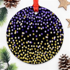 Space Star Light Gold Blue Beauty Round Ornament (two Sides) by Mariart