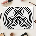 Triple Spiral Triskelion Black Cosmetic Bag (XL) Front