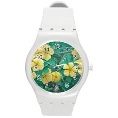 Yellow Flowers At Nature Round Plastic Sport Watch (m) by dflcprints