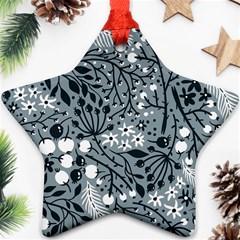 Abstract Floral Pattern Grey Star Ornament (two Sides) by Mariart