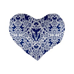 Birds Fish Flowers Floral Star Blue White Sexy Animals Beauty Standard 16  Premium Flano Heart Shape Cushions by Mariart