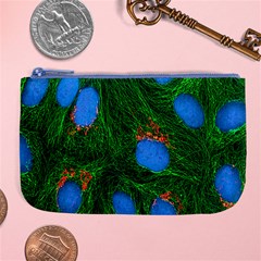 Fluorescence Microscopy Green Blue Large Coin Purse by Mariart