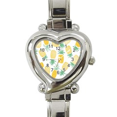 Pineapple Fruite Seamless Pattern Heart Italian Charm Watch by Mariart