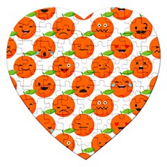 Seamless Background Orange Emotions Illustration Face Smile  Mask Fruits Jigsaw Puzzle (heart) by Mariart