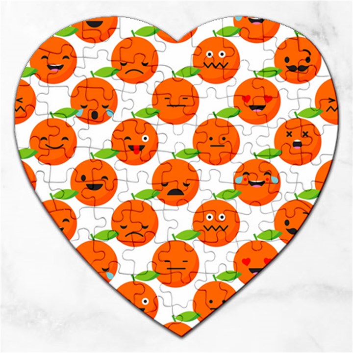 Seamless Background Orange Emotions Illustration Face Smile  Mask Fruits Jigsaw Puzzle (Heart)