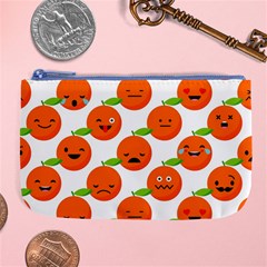 Seamless Background Orange Emotions Illustration Face Smile  Mask Fruits Large Coin Purse by Mariart