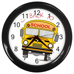 Back To School - School Bus Wall Clocks (black) by Valentinaart