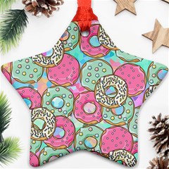 Donuts Pattern Star Ornament (two Sides) by ValentinaDesign