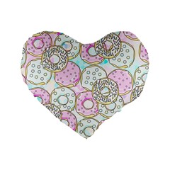 Donuts Pattern Standard 16  Premium Heart Shape Cushions by ValentinaDesign