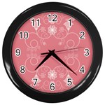 Flower Floral Leaf Pink Star Sunflower Wall Clocks (Black) Front