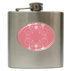 Flower Floral Leaf Pink Star Sunflower Hip Flask (6 Oz) by Mariart