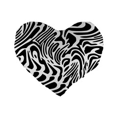 Psychedelic Zebra Black White Line Standard 16  Premium Heart Shape Cushions by Mariart