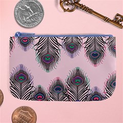 Peacock Feather Pattern Pink Love Heart Large Coin Purse by Mariart