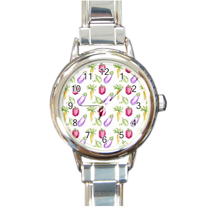 Vegetable Pattern Carrot Round Italian Charm Watch