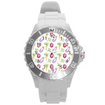 Vegetable Pattern Carrot Round Plastic Sport Watch (L) Front