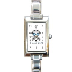 Cute Robot Rectangle Italian Charm Watch by Valentinaart