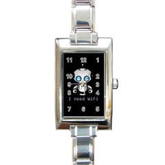 Cute Robot Rectangle Italian Charm Watch by Valentinaart