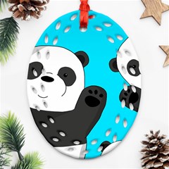 Cute Pandas Ornament (oval Filigree) by Valentinaart