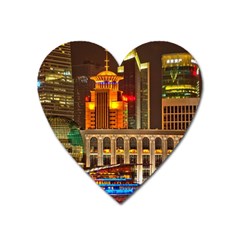 Shanghai Skyline Architecture Heart Magnet by BangZart