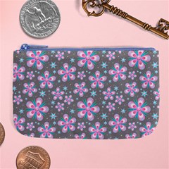 Seamless Pattern Purple Girly Floral Pattern Large Coin Purse by paulaoliveiradesign