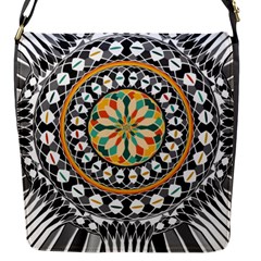 High Contrast Mandala Flap Messenger Bag (s) by linceazul