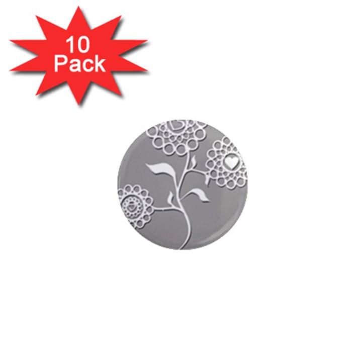 Flower Heart Plant Symbol Love 1  Mini Magnet (10 pack) 